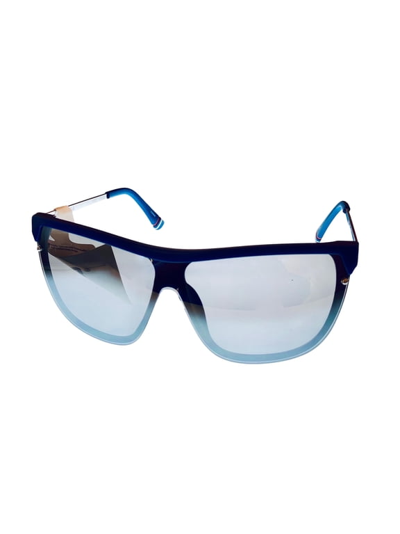Mens Matte Navy Plastic Shield Sunglass , Smoke Flash Lens SF9343 C03X