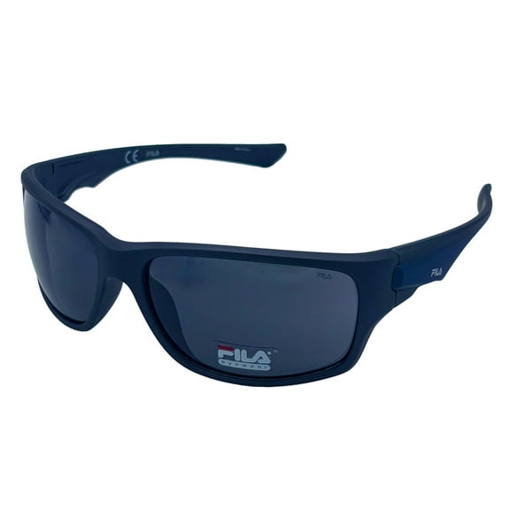 Fila Mens Rectangle Matte Blue Plastic Sunglass Wrap , Flash Lens SF9129. 0T17