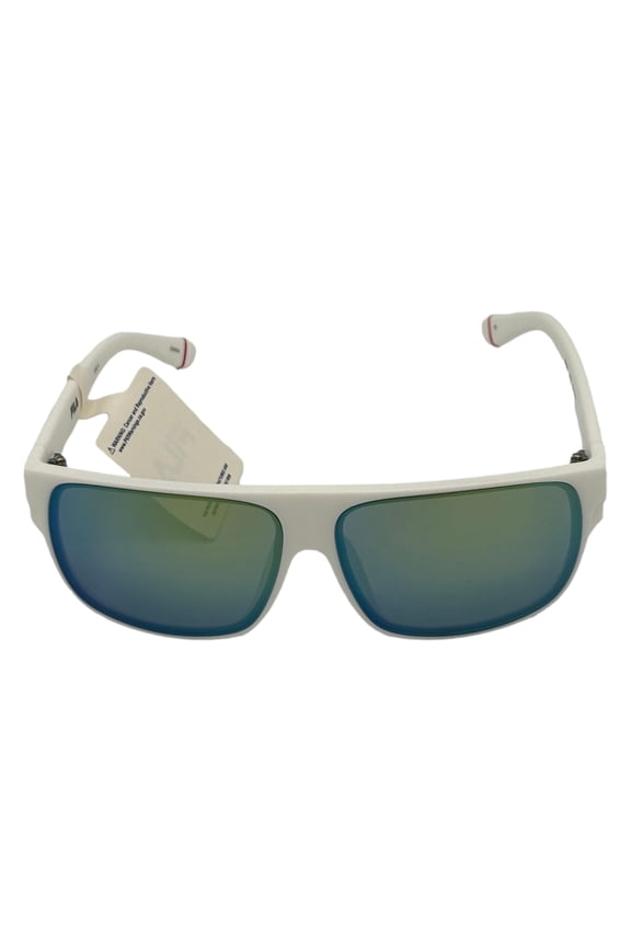 Mens Rectangle White Sunglass , Silver Flash Lens SF9336 6VCG