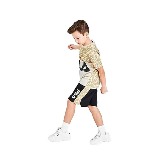 Fila Mitch French Terry Athletic Boys Active Shorts Size S, Color: Black/Leopard