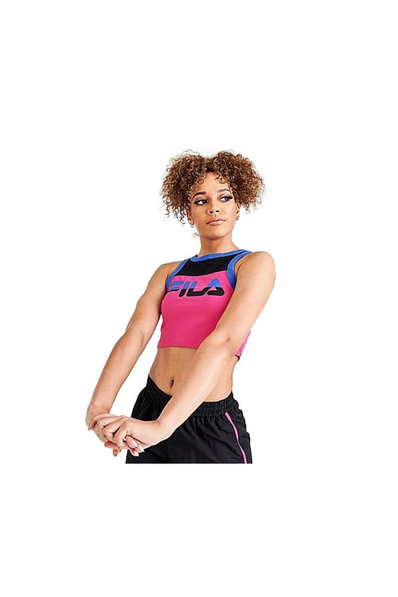 Nellie Crop Racer Womens Active Shirts & Tees Size L, Color: Pink/Blue