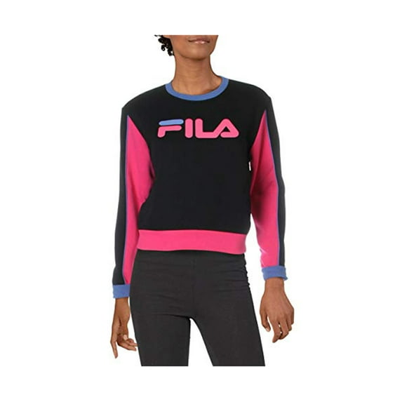 Fila Nuria Color Block Sweatshirt Womens Active Sweaters Size Xs, Color: Black/Magenta