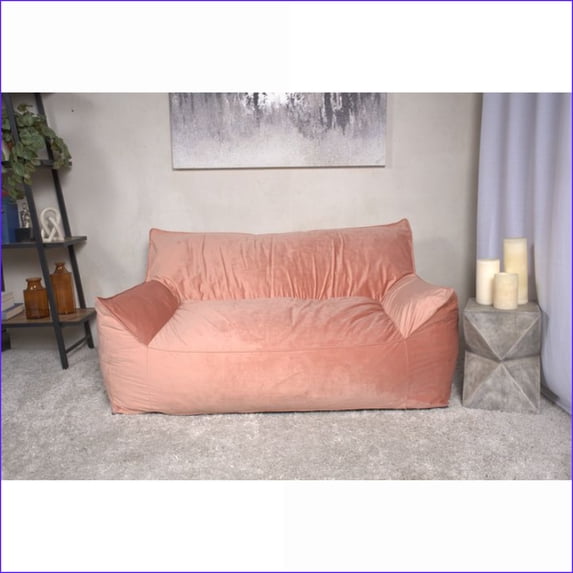 Fila Oversized 2-Seater Bean Bag Chair with Armrests – Soft Velvet, Pink | Velvet | Pink