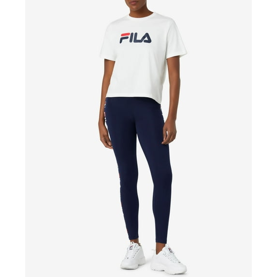 Fila Parma High-Rise Logo Full Length Leggings Navy White XS