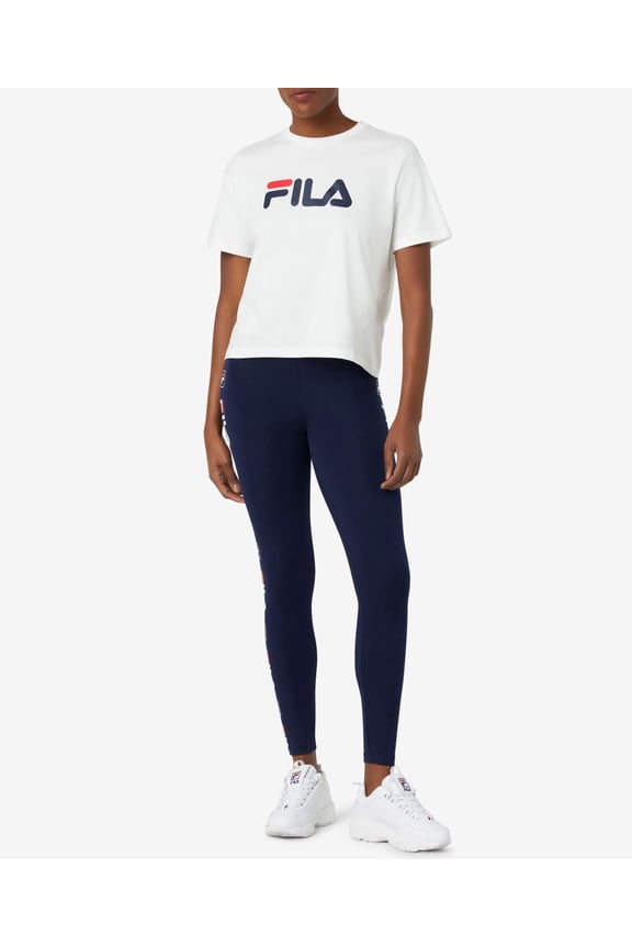 Parma High-Rise Logo Full Length Leggings Navy White XS