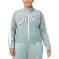 thumbnail image 1 of Fila Plus Size Valery Logo Zip-Front Velour Jacket Green Size 4X, 1 of 1