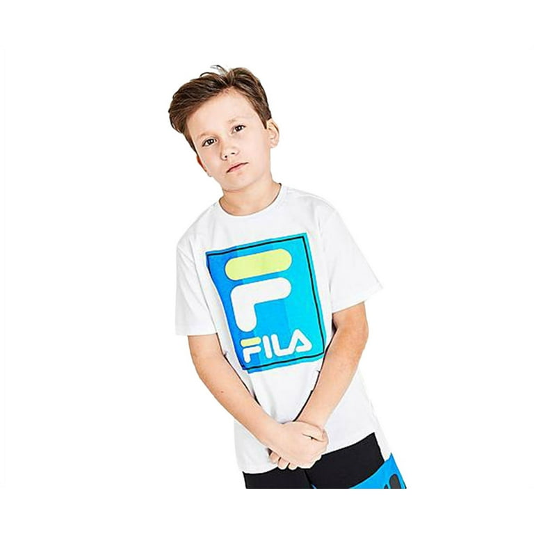 Fila Taveres Boys Active Shirts & Tees Size M, Color: White/Blue 