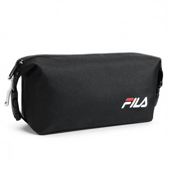 FILA Portable Cosmetic Organizer with Zipper Polyester Travel Toiletry Bag Dopp Kit for Men and Women, Gym
