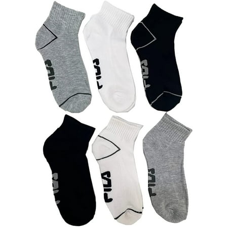 Fila Women's 6-Pack Simple Logo Half Cushion Quarter Socks Grey Multi