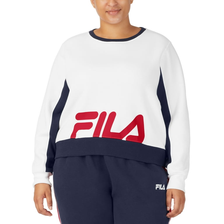 Fila Plus Size Calm Graphic Colorblocked Sweatshirt White Fila Navy Fila Red 4X Walmart
