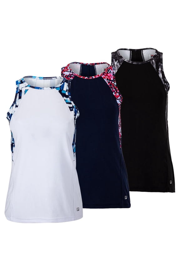 Women`s Essentials Full Coverage Tennis Tank (  SMALL White/Bl Fg  )