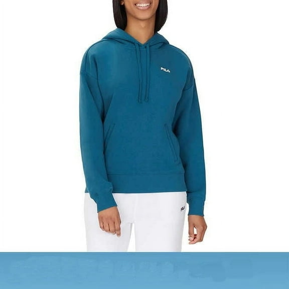 Fila Women's Fleece Pullover Hoodie Medium Blue Coral