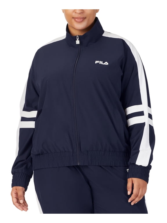 Women's Jovia Zip Front Logo Track Jacket Blue Size 1X