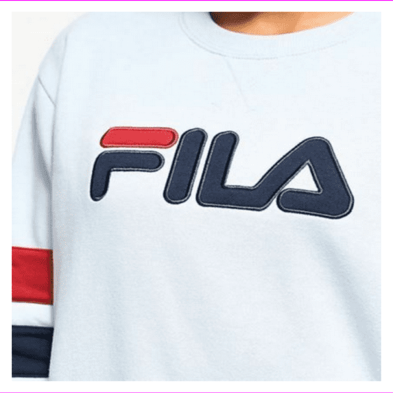 Fila Women's Michele Crewneck Long sleeve Fila logo Ribbed Sweatshirt S/Light Blue