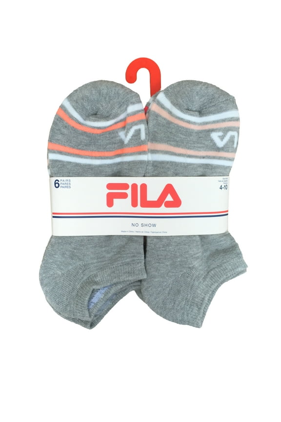 Women's No-Show Socks - 6-Pack - Women's Shoe Size 4-10 - Light Gray with Color Accents