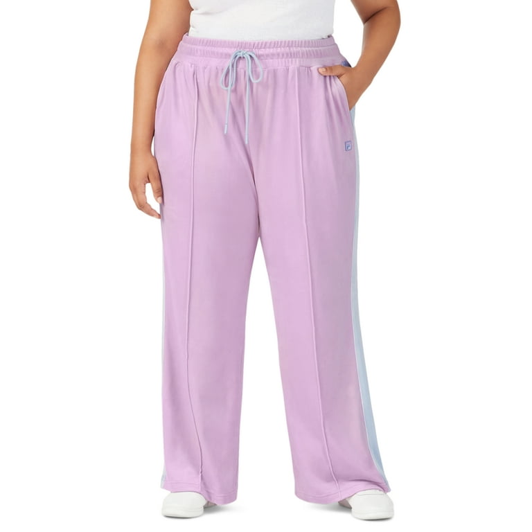 Fila Women's Valery Mid Rise Drawstring Velour Pants Purple Size