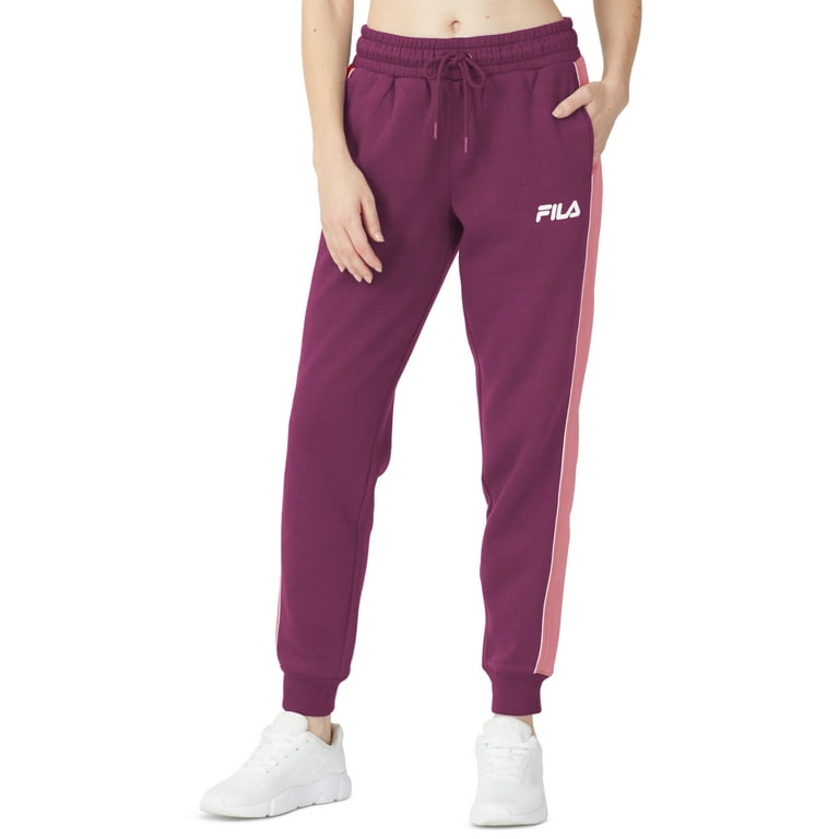 Fila Women s Vigor Mid Rise Colorblocked Fleece Joggers Purple Size 2X Walmart