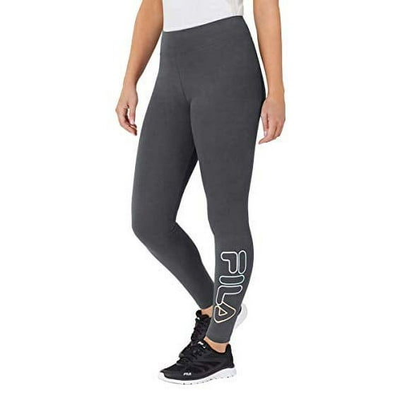 Fila Womens Cotton Leggings (Ebony, Large)