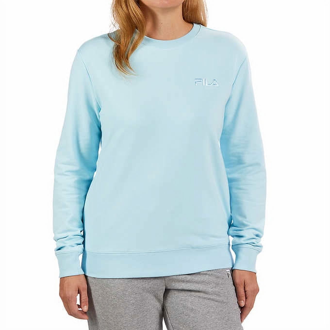Fila Womens French Terry Crewneck Sweatshirt,Crystal Blue,X-Large