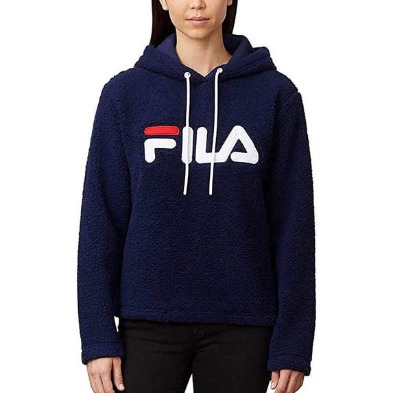 Fila Womens Josephine Sherpa Crop Hoodie (Peacoat, XXL)