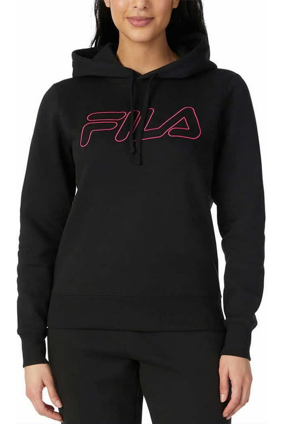 Womens Midweight Fleece Pullover Logo Hoodie (US, Alpha, Medium, Regular, Regular, Black)