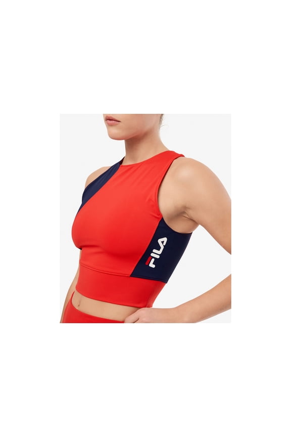 Womens Millie Colorblocked Racerback Cropped Tank Top Redfila Navy XS