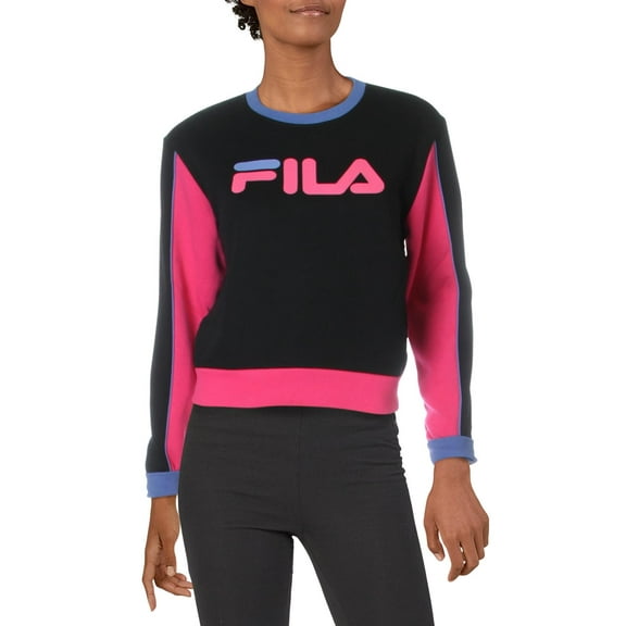 Fila Nuria Color Block Sweatshirt Womens Active Sweaters Size L, Color: Black/Magenta