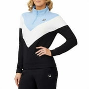 Fila Womens One Quarter Zip Pullover With Logo Sweatshirt,Black\plblu\wh,Small