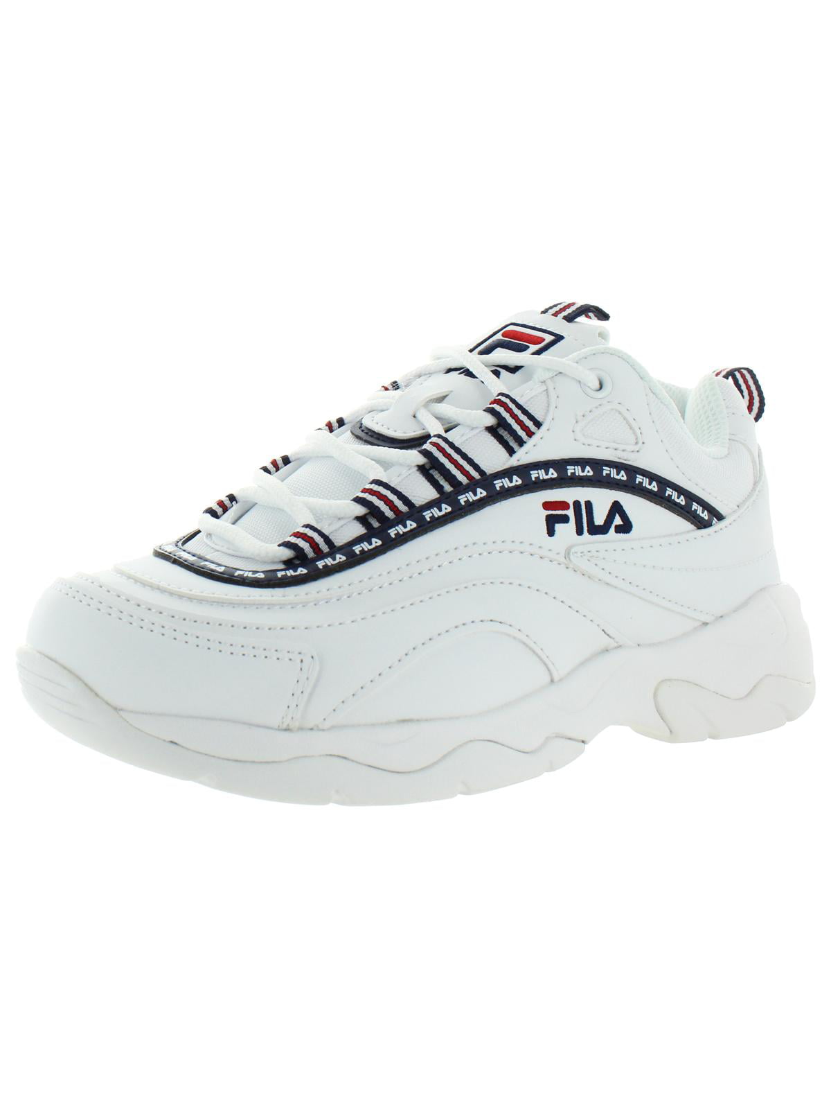 Fila Womens Ray Repeat Faux Leather Fashion Sneakers White 10 Medium (B ...