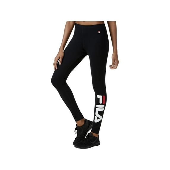 Fila Womens Tanya Logo Fitness Athletic Leggings Black S