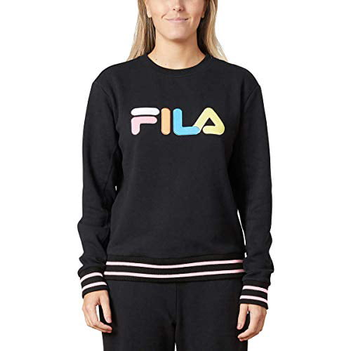 Fila Womens Terry Crewneck Sweatshirt (Black/Candy Large) - Walmart.com