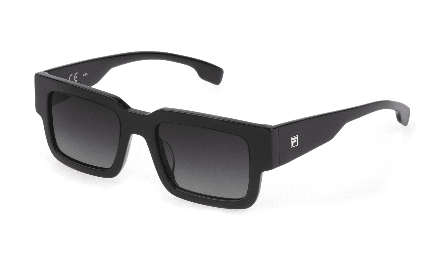 FILA SFI314V 700 51mm Rectangle Sunglasses Men's Shiny Black