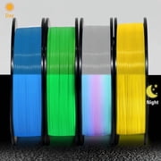 Filajoy3D Glow In The Dark 3D Printer Filament, 250g*4packs 1.75mm PLA Filament Fits for Most FDM Printers Bundle Of 4 Colors Spool Dimensional Accuracy +/- 0.03mm, Glow Blue/yellow/rainbow