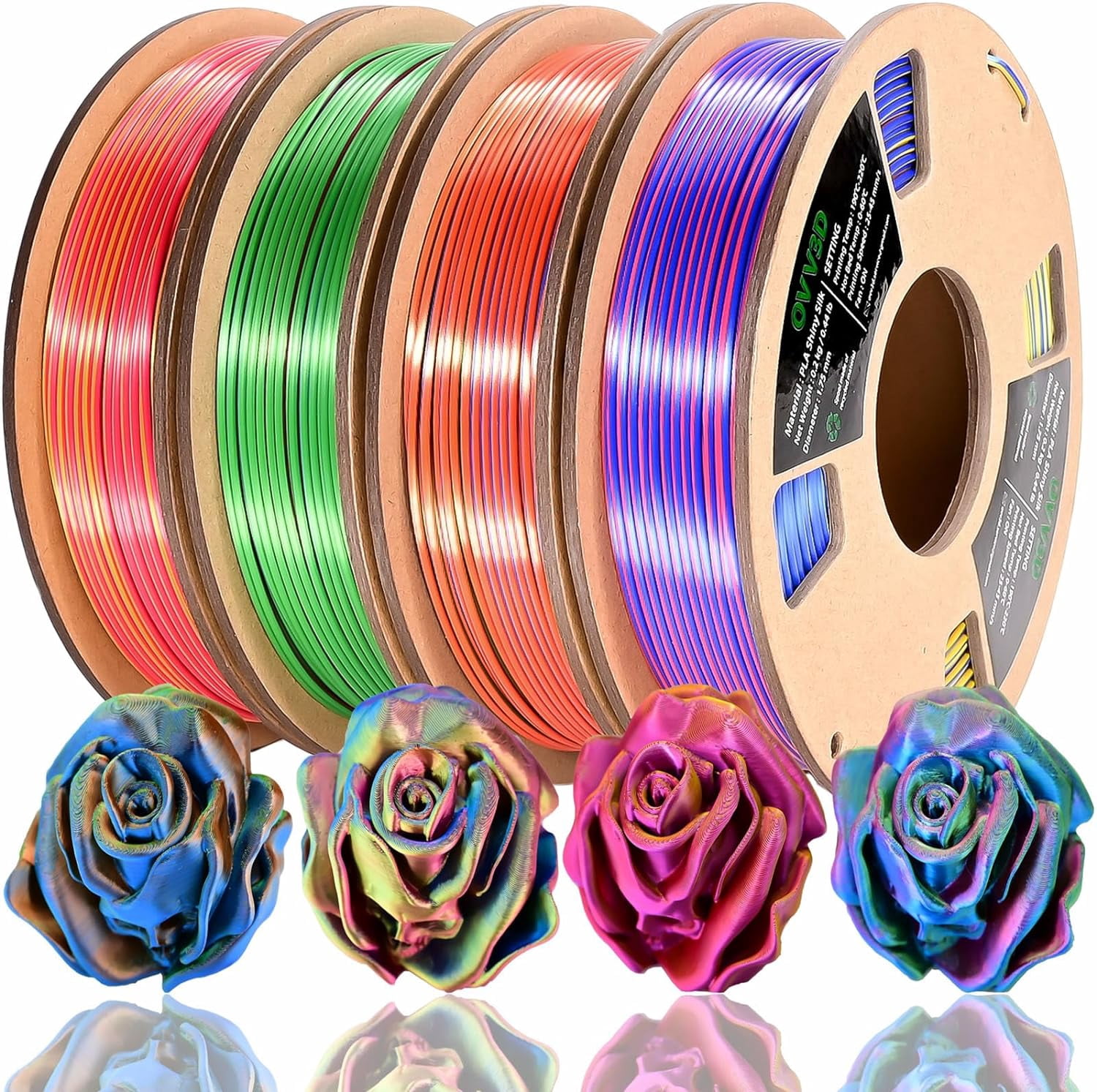Filament 1.75mm, TriColors 3D Printer Filament, Rainbow PLA Filament