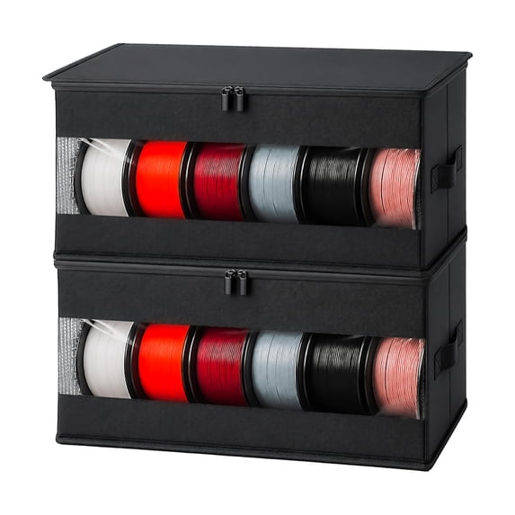 Aokeyee 3D Printer Filament Storage Box with Waterproof Zipper, 2 Pack Filament Holder Up to 12 Rolls 3D Printing Accessories Rack for Home, Office