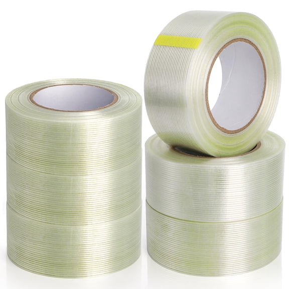 Filament Strapping Tape, 6 Rolls, 2 Inch x 60 Yards, Heavy Duty Packing