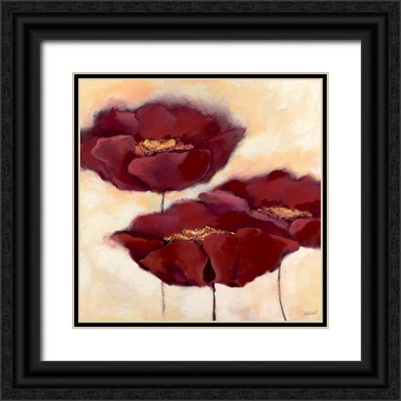 Filatov, Elena 12x12 Black Ornate Wood Framed with Double Matting Museum Art Print Titled - Mohn in Milch II