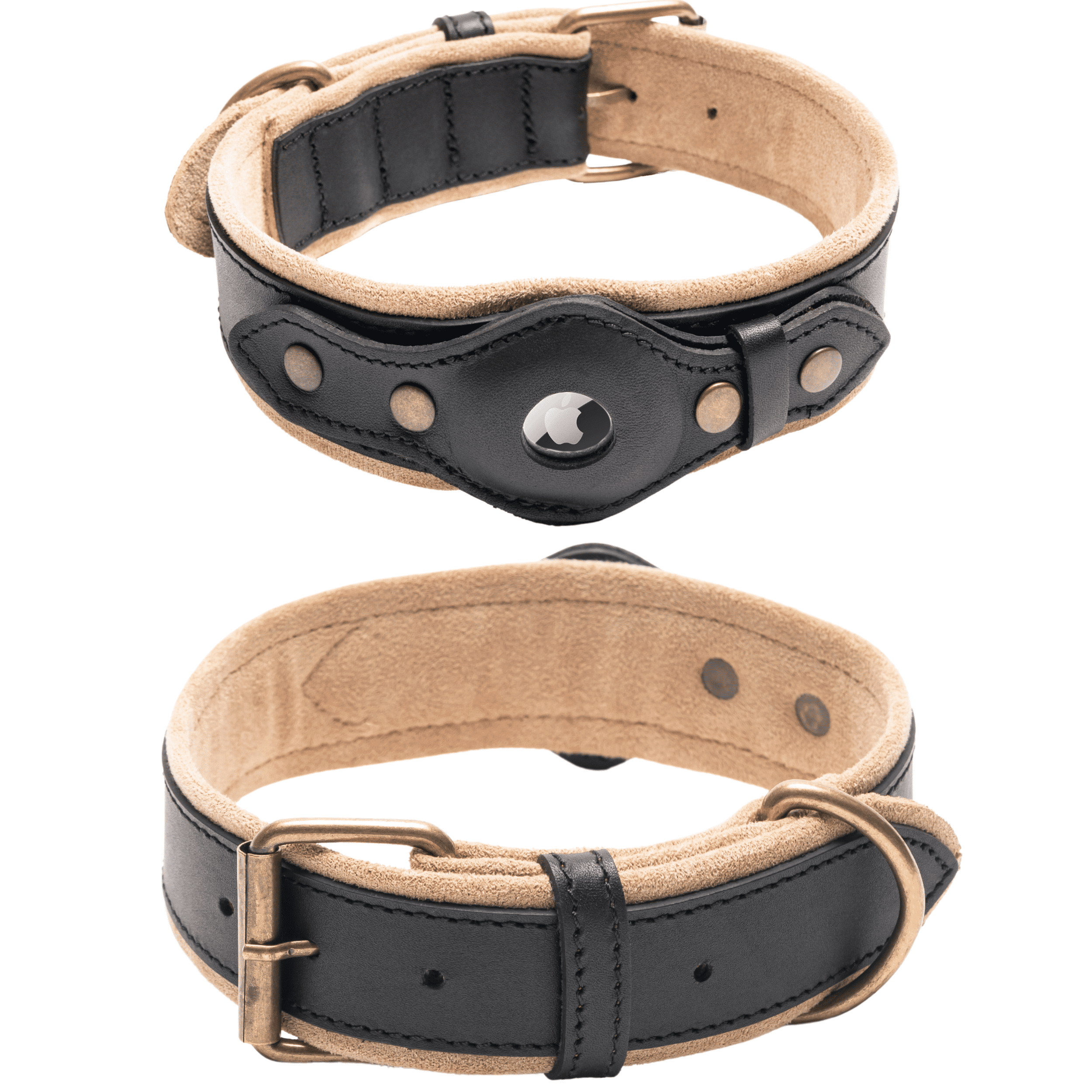 Filbert Dog Collar with Airtag Holder, Air Tag Dog Collar, Leather Dog