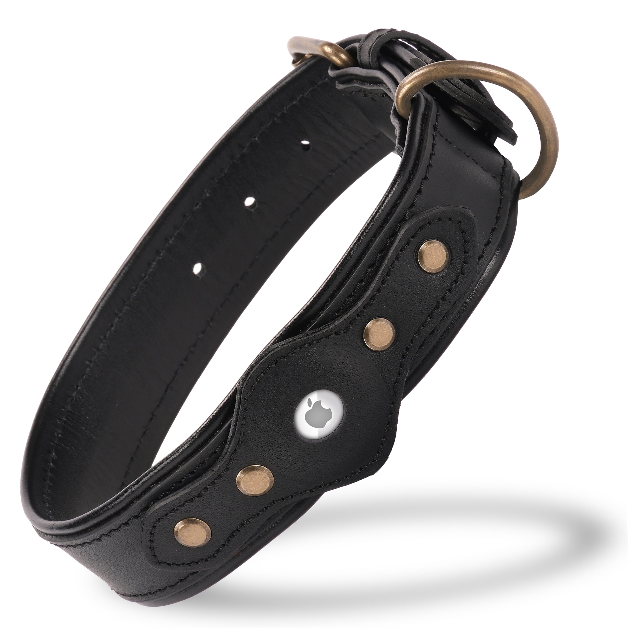 Filbert Leather Dog Collar with Airtag Holder, Airtag Collar For Medium Dogs, Leather, Vegetable Tanned Full Grain, Adjustable for All Breeds,  Heavy Metal Buckle, Ultra-Durable