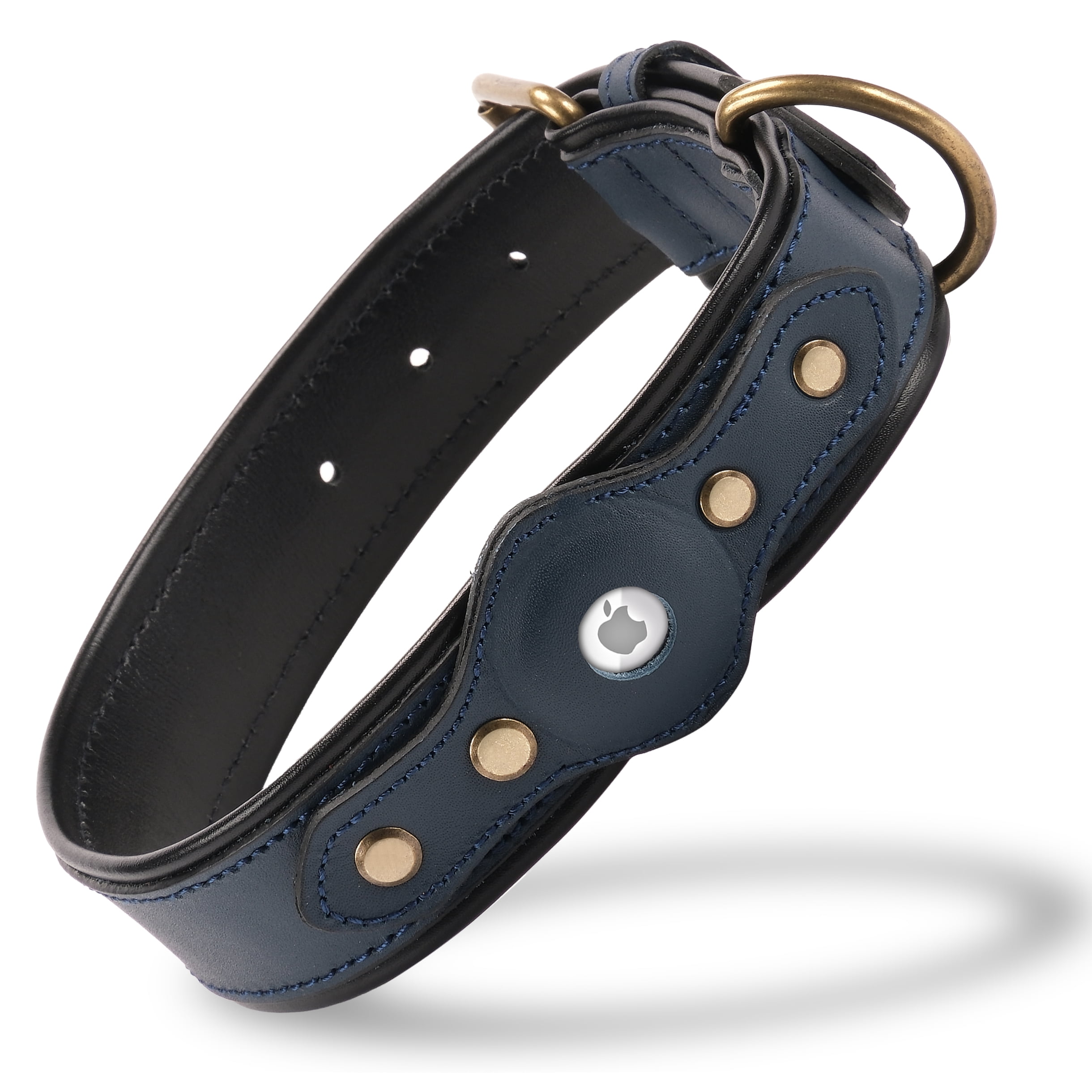 Filbert Leather Dog Collar with Airtag Holder, Airtag Collar For Medium Dogs, Leather, Vegetable Tanned Full Grain, Adjustable for All Breeds,  Heavy Metal Buckle, Ultra-Durable