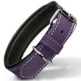 thumbnail image 1 of Filbert Leather Dog Collar, Genuine Leather Collar for Large Dogs, Premium, Luxury Padded, Strong, Adjustable for All Breeds, Heavy Metal Buckle, Ultra-Durable, Purple, 1 of 6