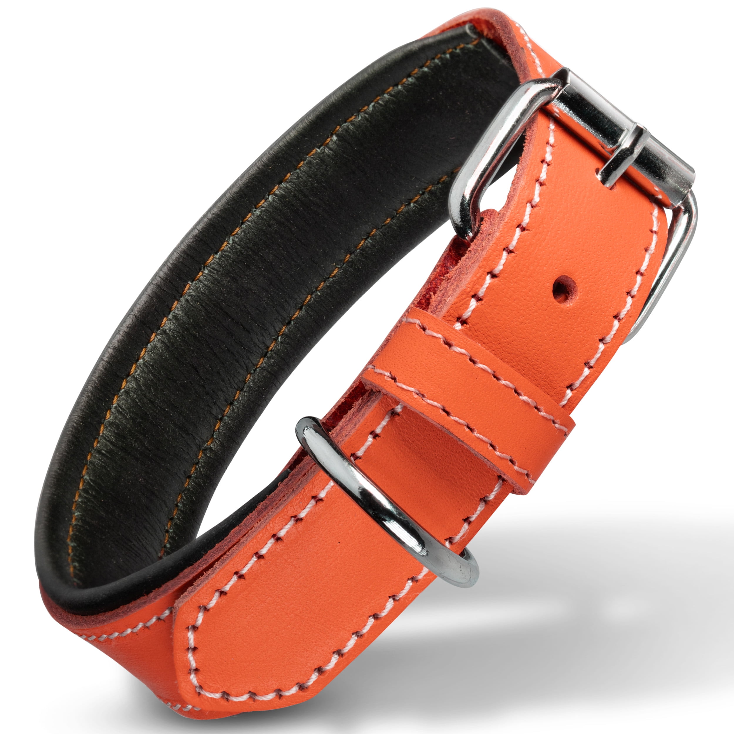 Filbert Padded Leather Dog Collar for Large Dogs Medium Small Dogs Leather Collar for Dogs Orange Dog Collar 12 Colors Genuine Leather Dog Collars Leather Lining Luxury Dog Collar Walmart