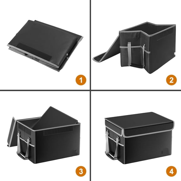 File Box Fireproof File Storage Organizer with Lid,Collapsible Document Storage Filing Case for Hanging Letter/Legal Folders,Portable Home Office Safe Cabinet with Handle,Black,2 Pack