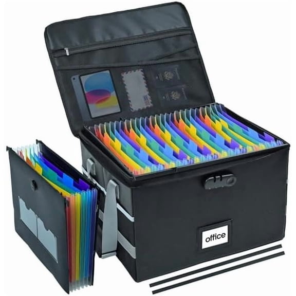 File Box with Folders Important Fireproof Document Organizer with Lock Collapsible Portable File Box with Handle for or Office for Letter & Legal Folder