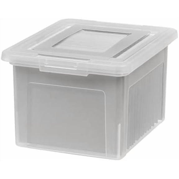 File Box, Plastic File Boxes With Lids, Document Organizer for Letter/Legal File, Document Box, Storage Bin For Hanging Files, Secure Latching Lid Stackable BPA-Free, Clear 35 Qt. 1 Pack