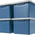 thumbnail image 1 of File Box Plastic File Organizer for Letter/Legal File, Document Box, Durable Storage Bin Tote with Secure Latching Lid, Stackable, BPA-Free, Eco Friendly, Sustainable, Navy/Gray 35 Qt. 4 Pack, 1 of 6
