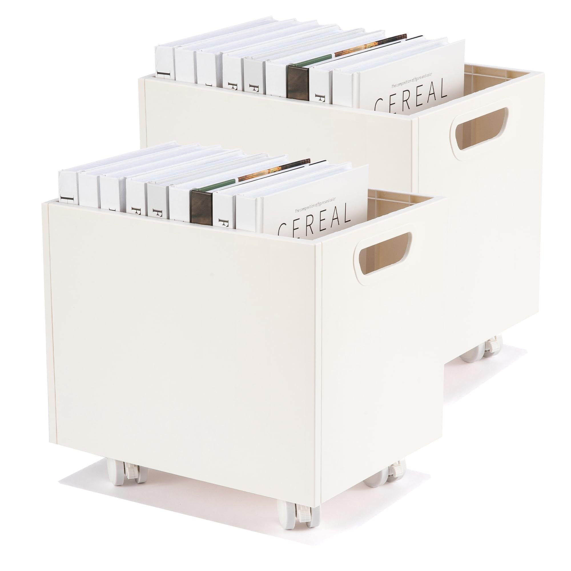 File Box Rolling File Organizer with Wheels Stackable Storage File ...