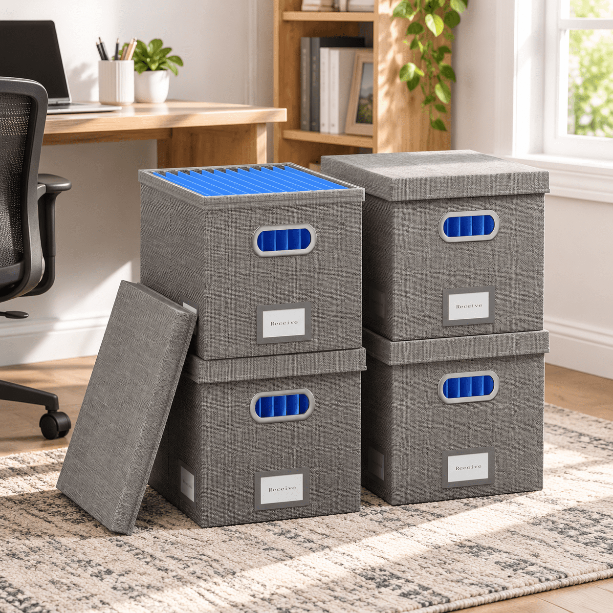 Easy Box File File Box With Lid Grey 13.2 * 10.1 10.1in (4pack) - Walmart.com