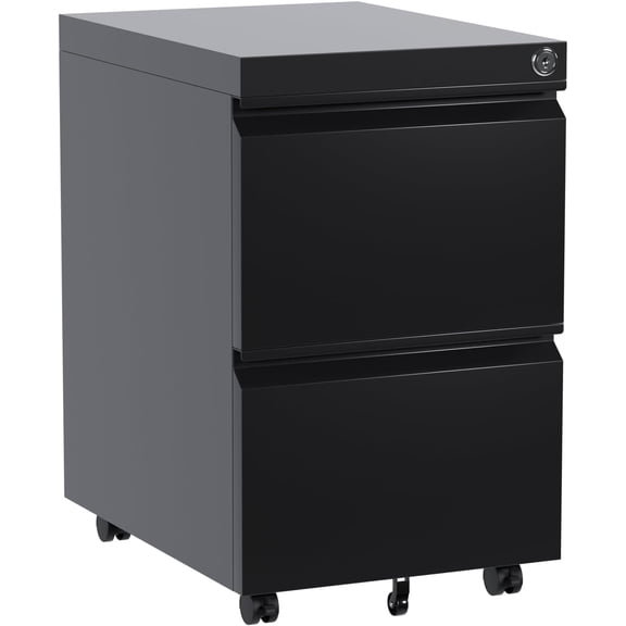 File Cabinet 2-Drawer Lateral with Lock, Rolling Metal Filing Cabinet for Office, Lockable Mobile File Cabinet for Letter/Legal, Smooth Glide Drawer, Under Desk Storage, Organizer for Workspace