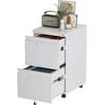 thumbnail image 1 of File Cabinet 2 Drawer, Locking Filing Cabinet with Business Card Slot for Letter/Legal/F4/A4 Size Folders,Required Assembly,14.57" W x 17.36" D x 25.79" H,White, 1 of 7